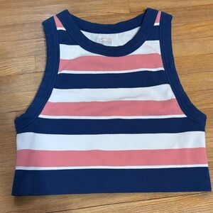 Navy and Pink Striped Seamless Crop Top- Large